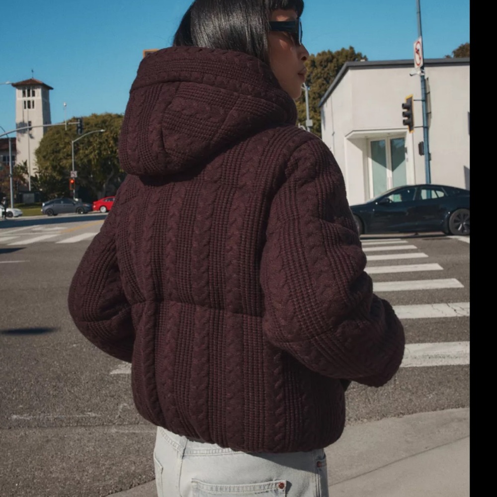 Zara Cable Knit Sweater Puffer Jacket